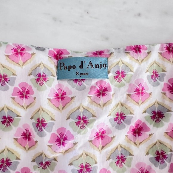 Papo D'Anjo Girls Pink Abstract Floral Halter Cotton Dress Size 8 Year - Picture 6 of 8
